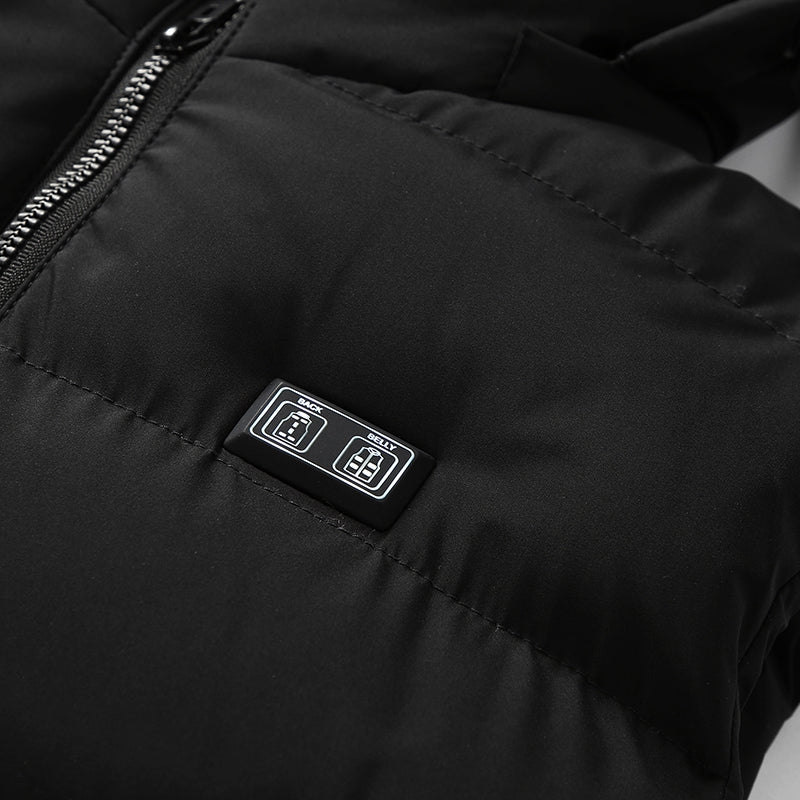 Intelligent Dual Control Unisex Heated Vest with Detachable Hood 11 Heating Zones USB Electric Warm Winter Sleeveless Zipper Waistcoat for Men Women