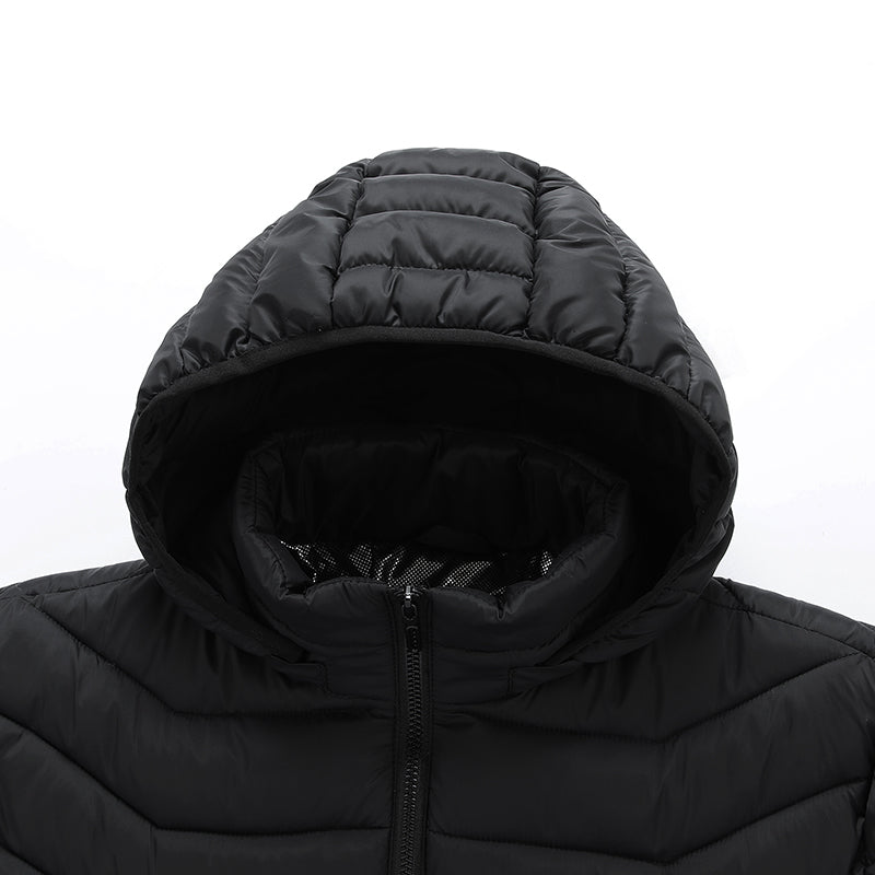 Single Temp-controller 8 Heating Zones Heated Hooded Jacket for Women Men Long Sleeve USB Electric Charging Heater Thermal Cotton Coat for Cold Weather Activities