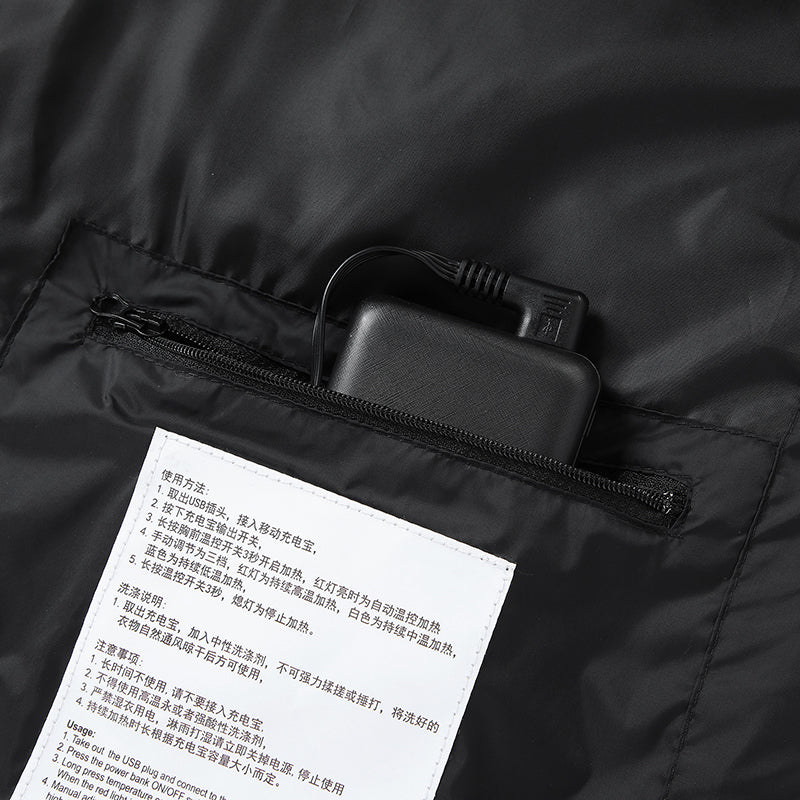 Single Temp-controller 8 Heating Zones Heated Hooded Jacket for Women Men Long Sleeve USB Electric Charging Heater Thermal Cotton Coat for Cold Weather Activities