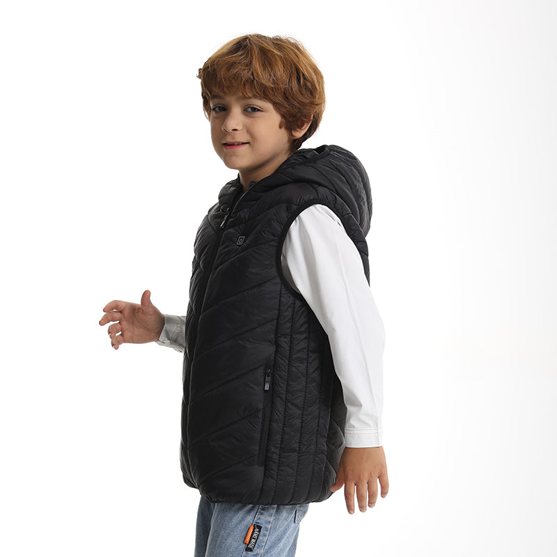 Heated Hooded Vest for Kids USB Rechargeable 10 Heating Zones 3 Adjustable Temperature Heating Gilet Boys Girls Body Warmer Waistcoat