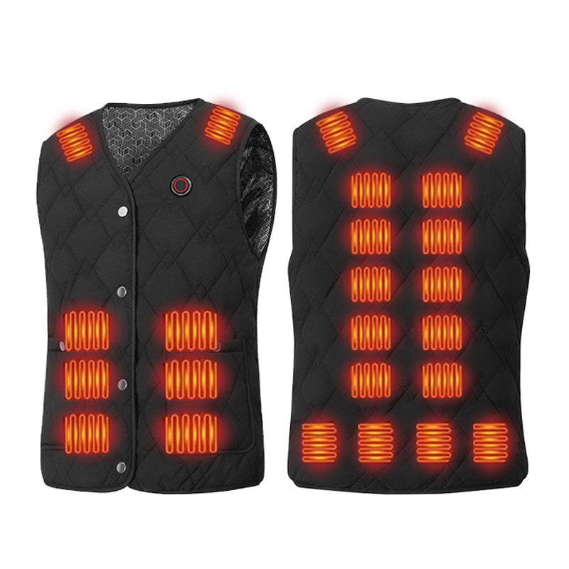 V-neck Heated Vest for Women Men with 24-zone Smart Heating 3-temperature Adjustable USB Electric Charging Thermal Lightweight Gilets