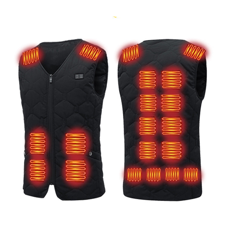 20 Heating Areas Smart Electric Heated V-Neck Vests for Men Women 3 Levels of Temperature Hoodless Casual Full Zip Warm Waistcoat