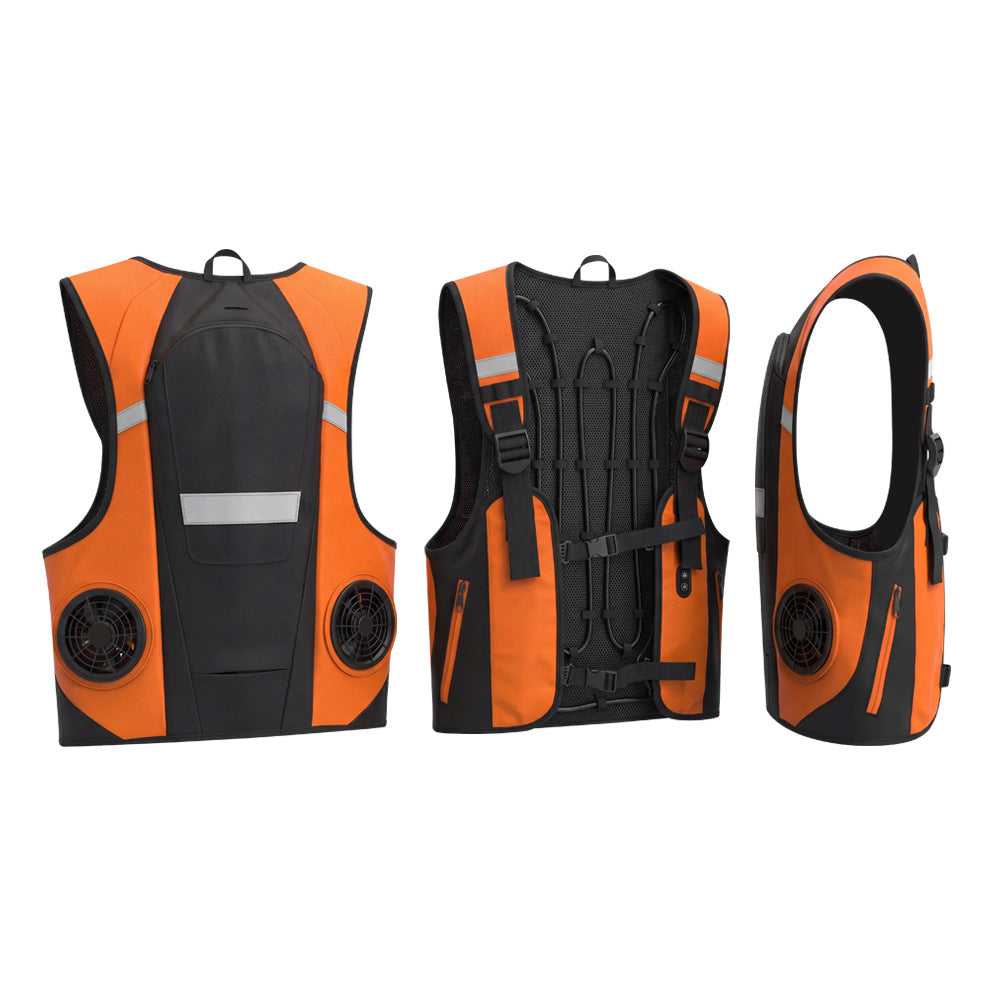 Reflective Dual Cooling Vest with Ice Packs Smart Water Circulation Air-Cooled